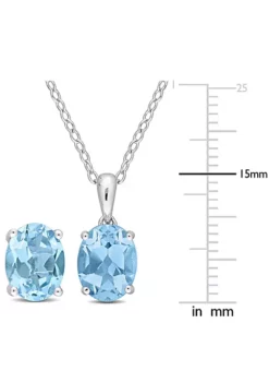 Best deal 🤩 2-Piece Set of 7.5 ct. t.g.w. Sky Blue Topaz Solitaire Earrings and Pendant with Chain in Sterling Silver by Belk & Co. 🎁 -DealsBelk & Co. Store Belk 23829