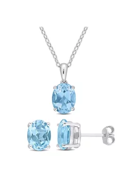 Best deal 🤩 2-Piece Set of 7.5 ct. t.g.w. Sky Blue Topaz Solitaire Earrings and Pendant with Chain in Sterling Silver by Belk & Co. 🎁 -DealsBelk & Co. Store Belk 23831