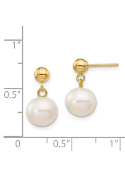 Best reviews of 😀 14K Yellow Gold 8-8.5mm White Round Freshwater Cultured Pearl Dangle Post Earrings by Belk & Co. 🔥 -DealsBelk & Co. Store Belk 23835