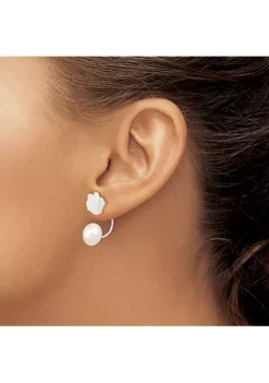 Budget ✔️ Sterling Silver Rhodium-plated 8-9mm Freshwater Cultured Pearl/MOP Flower Front/Back Earrings by Belk & Co. 🤩 -DealsBelk & Co. Store Belk 23848