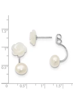 Budget ✔️ Sterling Silver Rhodium-plated 8-9mm Freshwater Cultured Pearl/MOP Flower Front/Back Earrings by Belk & Co. 🤩 -DealsBelk & Co. Store Belk 23849