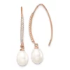 Top 10 💯 Sterling Silver Rose-tone Cubic Zirconia 7 -8mm White Teardrop Freshwater Cultured Pearl Earrings by Belk & Co. ⭐