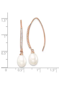 Top 10 💯 Sterling Silver Rose-tone Cubic Zirconia 7 -8mm White Teardrop Freshwater Cultured Pearl Earrings by Belk & Co. ⭐ -DealsBelk & Co. Store Belk 23854