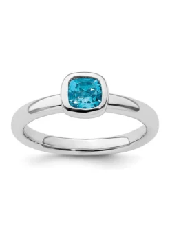 Flash Sale 💯 5/8 ct. t.w. Cushion-cut Blue Topaz Stackable Expressions Ring in Sterling Silver by Belk & Co. 🧨