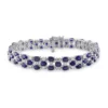 Wholesale ❤️ Lab Created 18.90 ct. t.g.w. Created Blue and Created White Sapphire 3-Row Bracelet in Sterling Silver by Belk & Co. 🧨