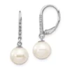 Best deal 😍 0.05 ct. t.w. Diamond and 8-9mm White Round Freshwater Cultured Pearl Leverback Earrings in 14K Yellow Gold by Belk & Co. ⌛