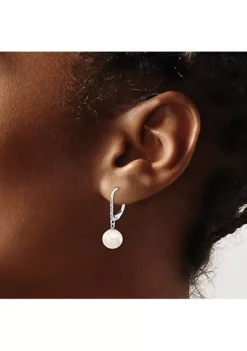 Best deal 😍 0.05 ct. t.w. Diamond and 8-9mm White Round Freshwater Cultured Pearl Leverback Earrings in 14K Yellow Gold by Belk & Co. ⌛ -DealsBelk & Co. Store Belk 23883