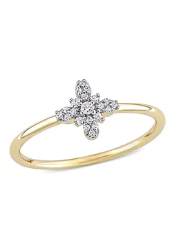 Flash Sale 🛒 1/10 ct. t.w. Diamond Floral Ring in 10K Yellow Gold by Belk & Co. 🌟 -DealsBelk & Co. Store Belk 23890