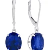 Cheap 👏 14K White Gold Oval Created Blue Sapphire Dangle Earrings by Belk & Co. 😀
