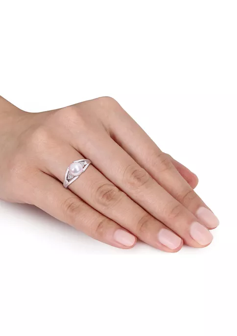 Flash Sale ๐ 7-7.5mm Freshwater Cultured Pearl and Diamond Accent Split-Shank Ring in Sterling Silver by Belk & Co. ๐ 2 Flash Sale ๐ 7-7.5mm Freshwater Cultured Pearl and Diamond Accent Split-Shank Ring in Sterling Silver by Belk & Co. ๐ - Image 2