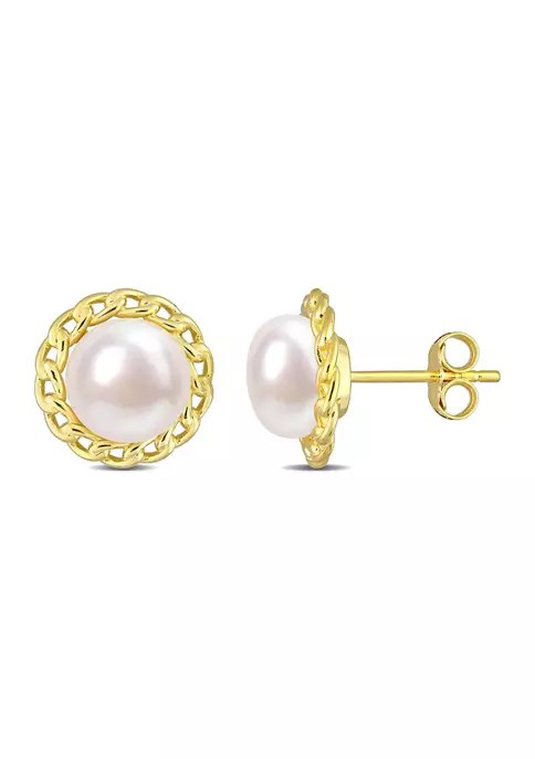 Cheap ๐ 8-8.5mm Cultured Freshwater Pearl Halo Link Stud Earrings in Yellow Plated Sterling Silver by Belk & Co. ๐คฉ 1 Cheap ๐ 8-8.5mm Cultured Freshwater Pearl Halo Link Stud Earrings in Yellow Plated Sterling Silver by Belk & Co. ๐คฉ