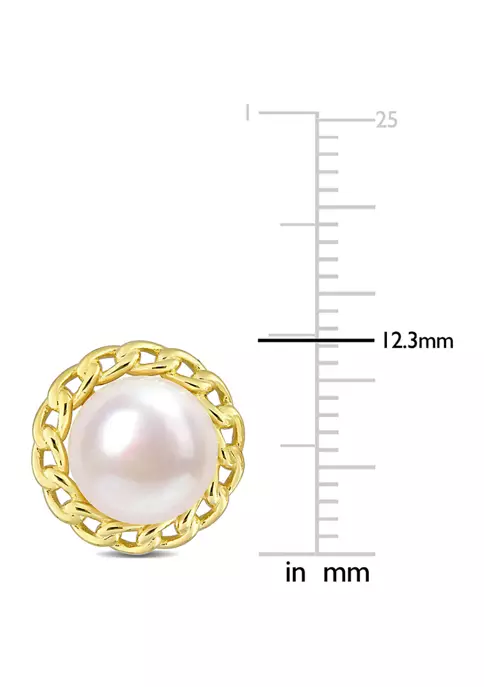 Cheap ๐ 8-8.5mm Cultured Freshwater Pearl Halo Link Stud Earrings in Yellow Plated Sterling Silver by Belk & Co. ๐คฉ 3 Cheap ๐ 8-8.5mm Cultured Freshwater Pearl Halo Link Stud Earrings in Yellow Plated Sterling Silver by Belk & Co. ๐คฉ - Image 3