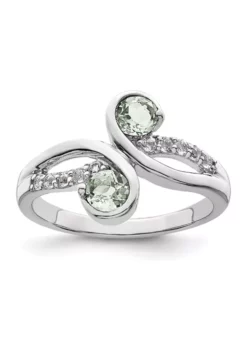 Best Sale 👍 3/4 ct. t.w. Green Quartz and White Topaz Swirl Ring in Rhodium-Plated Sterling Silver by Belk & Co. 🎉 -DealsBelk & Co. Store Belk 23932