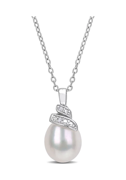 Promo ๐งจ 6.5-7mm Freshwater Cultured Pearl and Diamond Accent Swril Pendant with Chain in Sterling Silver by Belk & Co. โญ 1 Promo ๐งจ 6.5-7mm Freshwater Cultured Pearl and Diamond Accent Swril Pendant with Chain in Sterling Silver by Belk & Co. โญ
