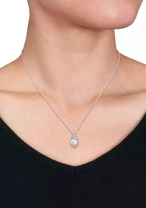 Promo ๐งจ 6.5-7mm Freshwater Cultured Pearl and Diamond Accent Swril Pendant with Chain in Sterling Silver by Belk & Co. โญ 2 Promo ๐งจ 6.5-7mm Freshwater Cultured Pearl and Diamond Accent Swril Pendant with Chain in Sterling Silver by Belk & Co. โญ - Image 2