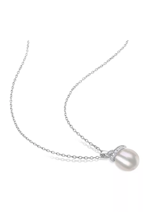 Promo ๐งจ 6.5-7mm Freshwater Cultured Pearl and Diamond Accent Swril Pendant with Chain in Sterling Silver by Belk & Co. โญ 4 Promo ๐งจ 6.5-7mm Freshwater Cultured Pearl and Diamond Accent Swril Pendant with Chain in Sterling Silver by Belk & Co. โญ - Image 4