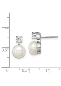 Brand new 🛒 Sterling Silver Rhodium-plated 7-8mm White Freshwater Cultured Pearl Cubic Zirconia Post Earrings by Belk & Co. ❤️ -DealsBelk & Co. Store Belk 23941