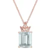 Best reviews of ✨ 6.35 ct. t.g.w. Ice Aquamarine and Morganite Drop Pendant with Chain in Rose Plated Sterling Silver by Belk & Co. 👏