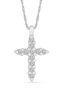 Flash Sale 👏 1/4 ct. t.w. Sterling Silver Cross Pendant Necklace by Belk & Co. 💯 -DealsBelk & Co. Store Belk 23997