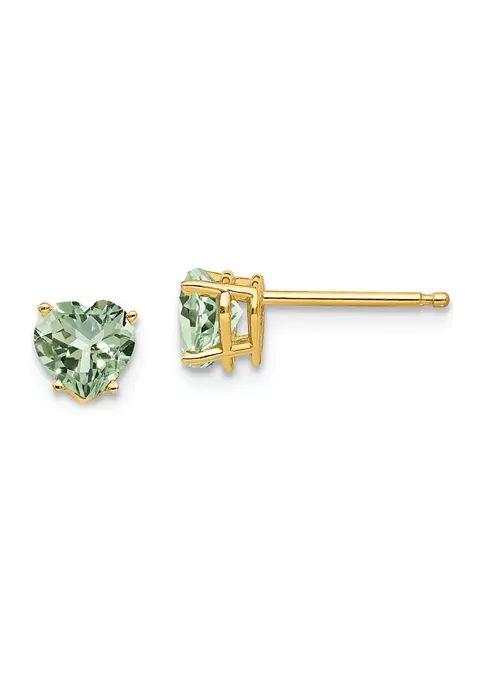 New ๐ 7/8 ct. t.w. Green Quartz 5mm Heart Earrings in 14K Yellow Gold by Belk & Co. โค๏ธ 1 New ๐ 7/8 ct. t.w. Green Quartz 5mm Heart Earrings in 14K Yellow Gold by Belk & Co. โค๏ธ