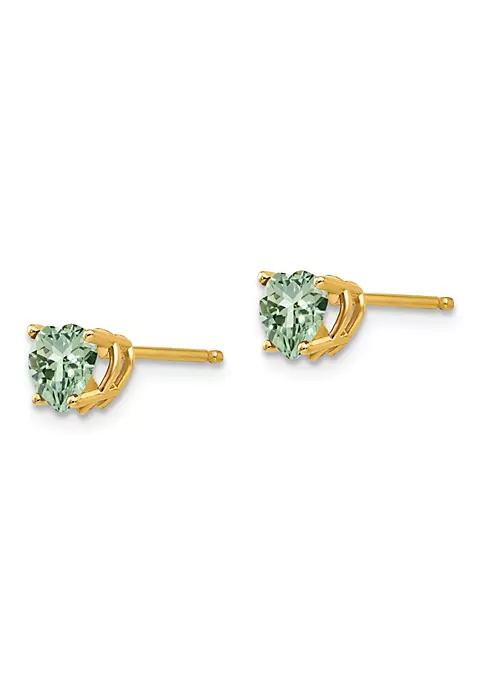 New ๐ 7/8 ct. t.w. Green Quartz 5mm Heart Earrings in 14K Yellow Gold by Belk & Co. โค๏ธ 2 New ๐ 7/8 ct. t.w. Green Quartz 5mm Heart Earrings in 14K Yellow Gold by Belk & Co. โค๏ธ - Image 2