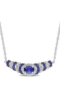 Best Sale 👏 Lab Created 1.31 ct. t.g.w. Created Blue and Created White Sapphire Oval Necklace in Sterling Silver with Black Rhodium Plating by Belk & Co. ✨