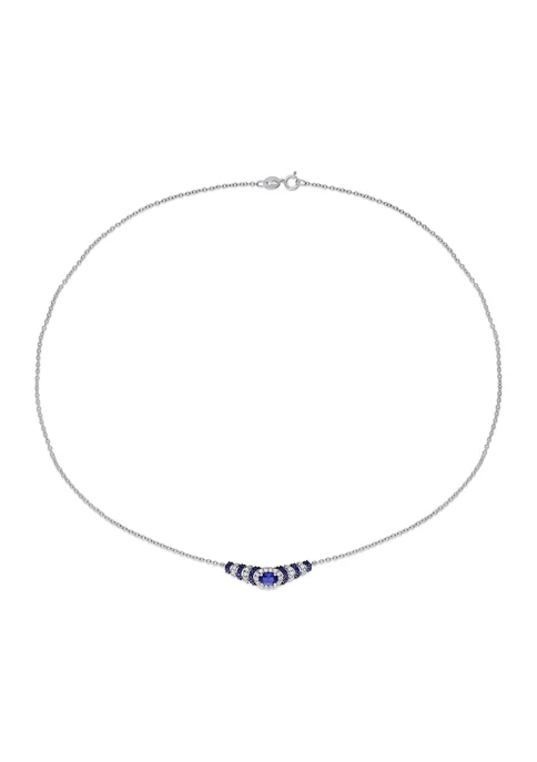 Best Sale 👏 Lab Created 1.31 ct. t.g.w. Created Blue and Created White Sapphire Oval Necklace in Sterling Silver with Black Rhodium Plating by Belk & Co. ✨ 5 Best Sale 👏 Lab Created 1.31 ct. t.g.w. Created Blue and Created White Sapphire Oval Necklace in Sterling Silver with Black Rhodium Plating by Belk & Co. ✨ - Image 5
