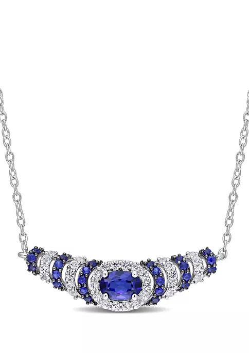 Best Sale 👏 Lab Created 1.31 ct. t.g.w. Created Blue and Created White Sapphire Oval Necklace in Sterling Silver with Black Rhodium Plating by Belk & Co. ✨ 6 Best Sale 👏 Lab Created 1.31 ct. t.g.w. Created Blue and Created White Sapphire Oval Necklace in Sterling Silver with Black Rhodium Plating by Belk & Co. ✨ - Image 6