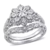 New 🎁 1/10 CT TW Diamond Vintage Bridal Set in Sterling Silver by Belk & Co. ✔️