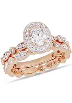 Coupon ๐ 1 ct. t.w. Diamond Oval Infinity Halo Bridal Set in 14k Rose Gold by Belk & Co. ๐ฏ