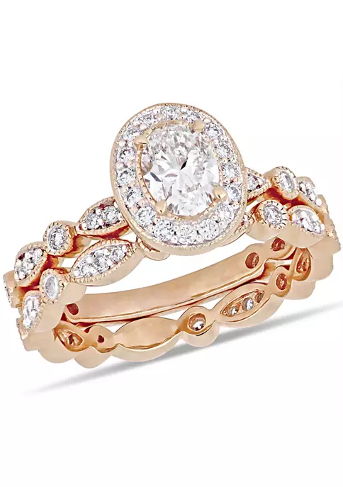 Coupon 🛒 1 ct. t.w. Diamond Oval Infinity Halo Bridal Set in 14k Rose Gold by Belk & Co. 💯 5 Coupon 🛒 1 ct. t.w. Diamond Oval Infinity Halo Bridal Set in 14k Rose Gold by Belk & Co. 💯 - Image 5