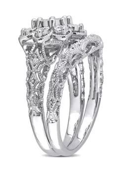 New 🎁 1/10 CT TW Diamond Vintage Bridal Set in Sterling Silver by Belk & Co. ✔️ -DealsBelk & Co. Store Belk 2407