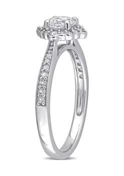 Buy 🥰 Lab Created 4/5 CT TGW Created White Sapphire and 1/10 CT TW Diamond Floral Halo Engagement Ring in 10k White Gold by Belk & Co. 👏 -DealsBelk & Co. Store Belk 24081