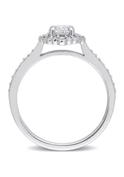 Buy 🥰 Lab Created 4/5 CT TGW Created White Sapphire and 1/10 CT TW Diamond Floral Halo Engagement Ring in 10k White Gold by Belk & Co. 👏 -DealsBelk & Co. Store Belk 24082