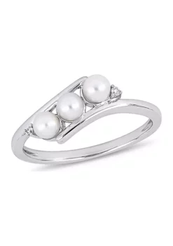 Wholesale 😉 Cultured Freshwater Pearl and Diamond Ring in 10k White Gold by Belk & Co. 😉