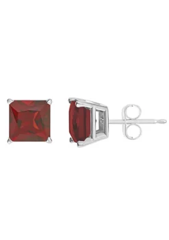 Flash Sale ๐ Sterling Silver 6mm Princess Cut Garnet Stud Earrings by Belk & Co. ๐