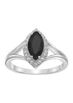 Buy 🥰 2 1/5 ct. t.w. Black Onyx and 1/3 ct. t.w. White Topaz Ring in Sterling Silver by Belk & Co. 🧨