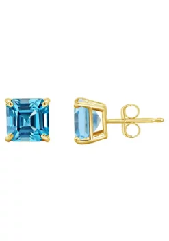 Deals 🔥 14K Yellow Gold 6mm Asscher Blue Topaz Stud Earrings by Belk & Co. 🤩 -DealsBelk & Co. Store Belk 24168