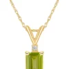 Best Pirce 🔔 14K Gold 7x5 Emerald Cut Peridot Diamond Accent Pendant by Belk & Co. 🔔