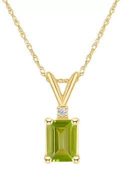 Best Pirce 🔔 14K Gold 7x5 Emerald Cut Peridot Diamond Accent Pendant by Belk & Co. 🔔 -DealsBelk & Co. Store Belk 24171