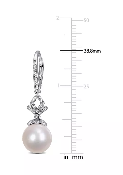 Budget โ๏ธ 11-12mm Cultured Freshwater Pearl and Diamond-Accent Drop Earrings in Sterling Silver by Belk & Co. ๐ 3 Budget โ๏ธ 11-12mm Cultured Freshwater Pearl and Diamond-Accent Drop Earrings in Sterling Silver by Belk & Co. ๐ - Image 3