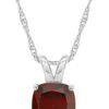 Buy ⌛ Sterling Silver 8mm Cushion Garnet Pendant Necklace by Belk & Co. 👏