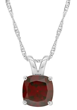 Buy ⌛ Sterling Silver 8mm Cushion Garnet Pendant Necklace by Belk & Co. 👏 -DealsBelk & Co. Store Belk 24182