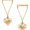 Best Sale 💯 Puffed Tiny Heart on Curved Bar with Cable Chain Earrings in 10K Yellow Gold by Belk & Co. 🧨