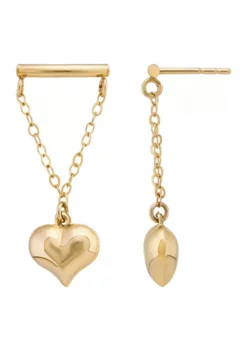 Best Sale 💯 Puffed Tiny Heart on Curved Bar with Cable Chain Earrings in 10K Yellow Gold by Belk & Co. 🧨 -DealsBelk & Co. Store Belk 24191