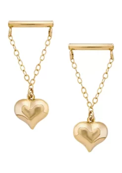 Best Sale 💯 Puffed Tiny Heart on Curved Bar with Cable Chain Earrings in 10K Yellow Gold by Belk & Co. 🧨 -DealsBelk & Co. Store Belk 24193