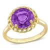 Best deal 😀 Amethyst Halo Link Ring in Yellow Plated Sterling Silver by Belk & Co. ✨