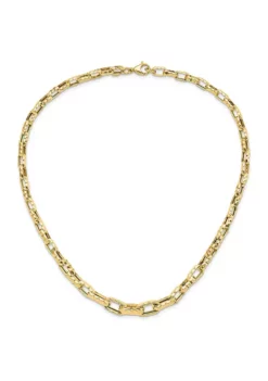 Best deal 👏 14K Yellow Gold Polished Hollow 🔨 Hammered Graduated Link Necklace by Belk & Co. 🌟 -DealsBelk & Co. Store Belk 24209