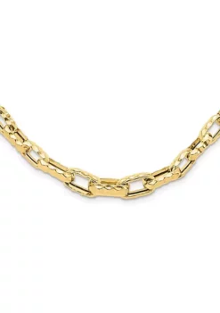 Best deal 👏 14K Yellow Gold Polished Hollow 🔨 Hammered Graduated Link Necklace by Belk & Co. 🌟 -DealsBelk & Co. Store Belk 24211