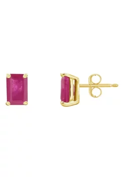 New 🔥 14K Gold 6x4 Emerald Cut Ruby Earrings by Belk & Co. ❤️ -DealsBelk & Co. Store Belk 24239